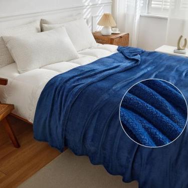 Imagem de Manta Microfibra Lisa Solteiro Soft Macia Azul Marinho - BETT DESIGN
