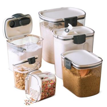 Imagem de Conjunto 6 Potes para Armazenamento Progressive Transp./Branca/Cinza