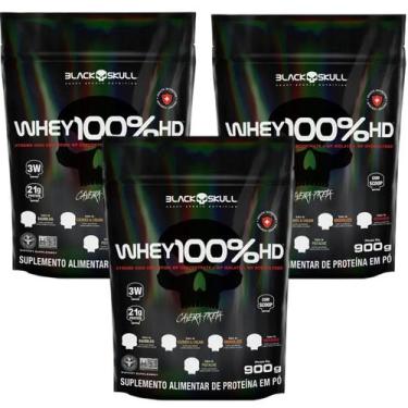 Imagem de Kit3 100% Whey Protein Morango - BLACKSKULL