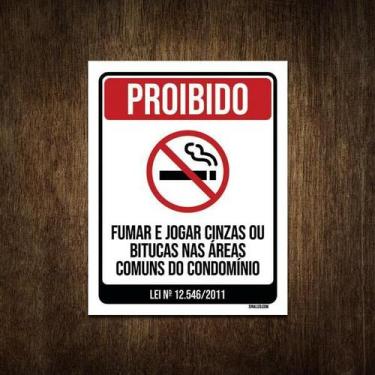 Imagem de Placa De Sinalização - Proibido Fumar No Condomínio 18X23 - Sinalizo