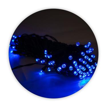 Imagem de Cordão De Lampadas Led Pisca 10 Metros 80l Carregamento Solar Natal Cor:azul