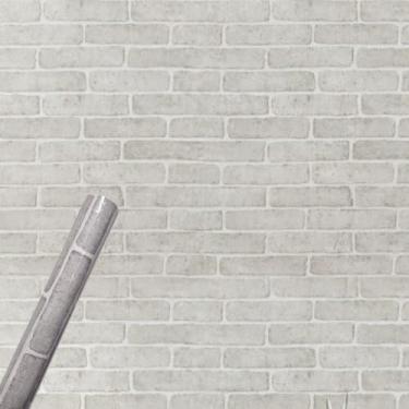 Imagem de Papel de Parede PREMIUM 3D Tijolo Cinza 10 metros = 2 Rolos de 5m X 45cm Autoadesivo Sala, Quarto, Escritório