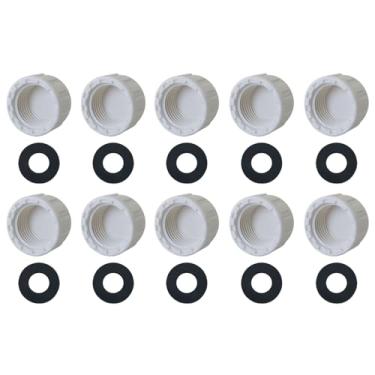 Imagem de DGBRSM 10 peças de adaptadores fêmeas brancos de 1/2 polegada com arruelas pretas encaixe de plugue de extremidade de tubo para manutenção de tubulação