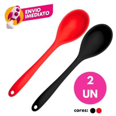 Imagem de Kit Colher Arroz Em Silicone Maciço Multiuso Para Panelas Teflon Cerâm