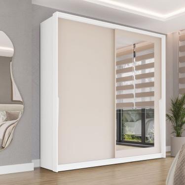 Imagem de Guarda-roupa 2 Portas De Correr 2 Gavetas Com Espelho Porto Branco/creme