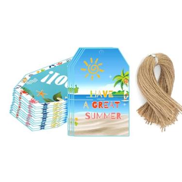 Imagem de 100 etiquetas de presente de fim de ano escolar 5 x 7,6 cm, tema de praia de verão, etiqueta de embrulho de festa de verão, etiqueta de presente de fim de ano escolar, celebração de favor, etiquetas