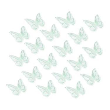 Imagem de PATIKIL 20 peças de apliques de borboleta, 6 cm de camada dupla de renda de organza com apliques costurados em apliques para casamento, noiva, roupas, roupas, chapéu, cortina, verde