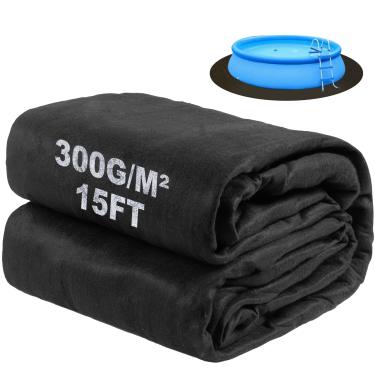 Imagem de DecoForU Forro de piscina redondo de 3,5 m para piscina acima do solo, material geotêxtil durável, almofadas de forro resistentes a perfurações, prolongar a vida útil do forro, preto