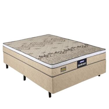 Imagem de Cama Box Casal Colchão Espuma D33 Fort Gazin 138x188x59cm Bege/Branco - Suporta até 150kg por Pessoa