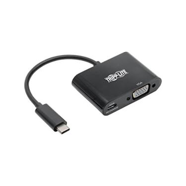 Imagem de Tripp Lite Conversor adaptador USB C para VGA com carregamento PD 1080p preto USB 3.1 Gen 1 Thunderbolt 3 USB tipo C para VGA (U444-06N-VB-C)