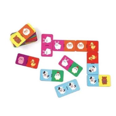 Imagem de Super Domino Animais Fazenda Jogo Madeira Educativo Familia - Babebi