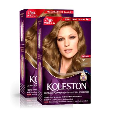 Imagem de Kit 2 Tintura Creme Koleston Wella Louro Cinza Médio 71
