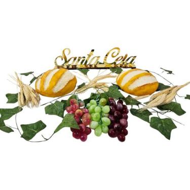 Imagem de Kit Santa Ceia Decorativo Pães Uva Decoração Altar Igreja Biscuit Resi