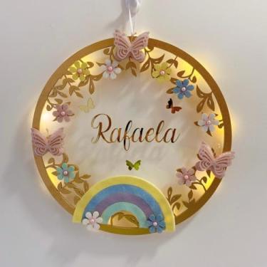 Imagem de Porta Maternidade Arco Íris Led Acrílico e Espelho