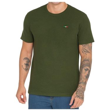 Imagem de Camiseta Masculina Industrie Malha Fusion Premium Gola Careca Bordado Itália Estilo Casual-Masculino