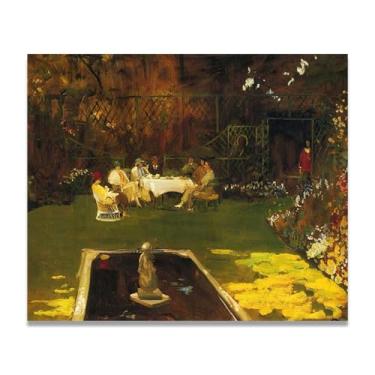 Imagem de The Garden At Ardilea John Lavery Iconic Realist Portrait & War Scene Canvas Art – Decoração de parede irlandesa atemporal para casa 30 x 36 cm Un Framed