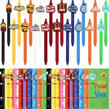 Imagem de 20 canetas esferográficas inspiradoras a granel, citação motivacional, suporte emocional, presentes de inspiração, presentes de agradecimento para formatura, dia das enfermeiras, dia das mães e