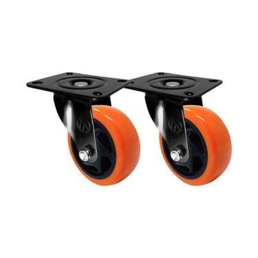 Imagem de Kit 2 un roda rodízio giratório pvc laranja 1.5/8 pol 40mm - AJAX