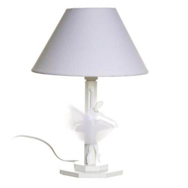 Imagem de Abajur Madeira Bailarina Acrílico Branca Bebê Infantil - Potinho de me