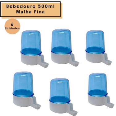 Imagem de Kit 6 Bebedouros Plastico Italiano 300ml Malha Fina - Pasaros em Geral