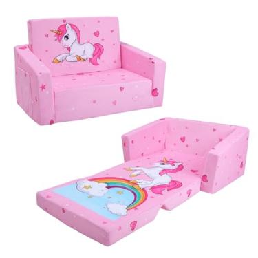 Imagem de decalsweet Sofá Infantil Dobrável Sofá Infantil 2 em 1 Sofás Conversíveis Infantis para Espreguiçadeira Sofá-Cama Infantil Dobrável para Sala de Jogos Quarto Salas de Estar Meninos e Meninas
