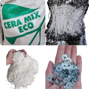 Imagem de Kit Vela Artesanal: 1kg Cera Mix Eco+20un. Pavio Médio A2045+20un Ilhós