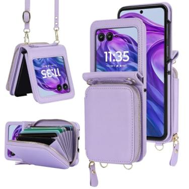 Imagem de Asuwish Capa de celular para Motorola Razr Plus 2025/Moto Razr 60 Ultra carteira com suporte para cartão de crédito zíper alça transversal cordão com bloqueio RFID bolsa celular RazrPlus Plus2025 + 5G