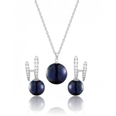 Imagem de JIEMUCHU Colar e brincos de zircão de aço inoxidável banhados a ouro para mulheres, 1.5cm*1cm, Aço inoxidável, Sem Pedra Preciosa