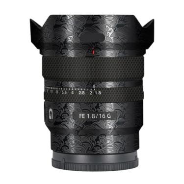 Imagem de Adesivo de lente de câmera antiarranhões para Sony FE 16 mm F1.8 G Capa protetora de película protetora 16 F 1,8 (onda preta)