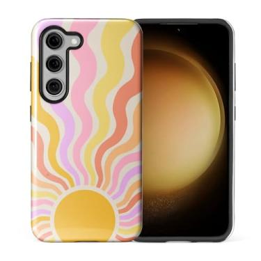 Imagem de Toulas Capa para Samsung Galaxy S23, capa rígida de camada dupla híbrida resistente a arranhões, linhas onduladas do sol retrô abstratas