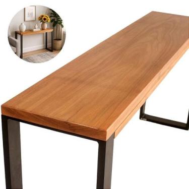 Imagem de Mesa Aparador Sala Alumínio Pintura Eletrostática Tampo de Madeira - N