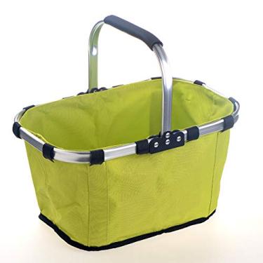 Imagem de Cesta de piquenique dobrável isolada à prova d'água para acampamento ao ar livre, compras, armazenamento de alimentos e uso em viagens (verde)