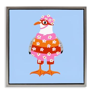 Imagem de Stupell Industries Sassy Seagull Wetsuit Gray Framed Floater Canvas Wall Art Design por Bex Morley Design, 18 x 18