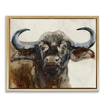 Imagem de Stupell Industries Arte de parede Highland Spirit Portrait Gold Framed Floater Canvas por Jacob Q, 25 x 31