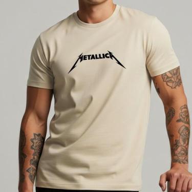 Imagem de Camiseta Masculina Metallica Rock Banda Estampa Logo Clássica Algodão 