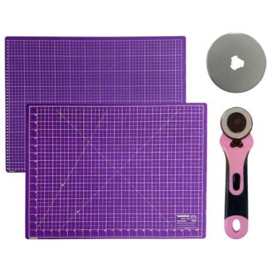 Imagem de Kit Base Placa de Cortar Tecido Papel Apoio de Mesa A2 45 x 60 + Corta