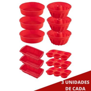 Imagem de 3 Kit Formas Silicone Redonda Espiral Pães Cupcake Sortida - QUALITY H