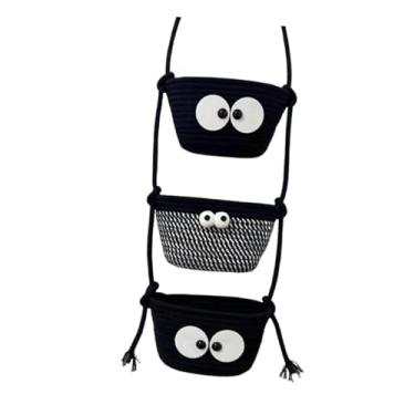 Imagem de Ｂｅｓｇａ Cesta suspensa de 3 camadas, prateleira, artigos de higiene pessoal, chapéus, flores, suporte, organizador para camping, trailer, sala de estar, Preto Branco