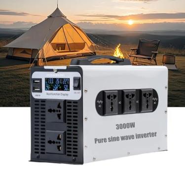 Imagem de 24V TO 110V,Inversor portátil de 72 V para 110 V, inversor de onda senoidal pura de 3000 W com display LED e 5 tomadas CA Conversor de energia de 12 V a 72 V CC para 110 V CA