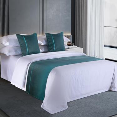 Imagem de Tapete de cama para cama queen king size moderno protetor de cama de alta qualidade capa de cama de luxo para pés da cama corredores de cama para decoração de hotel/casa - Azul||50 x 260 cm (cama de 2