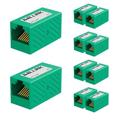 Imagem de iwillink Conector Ethernet de acoplador RJ45, conector RJ45 fêmea para cabo Ethernet Cat7 Cat6 Cat5e Cat5, adaptador extensor, pacote com 10, verde