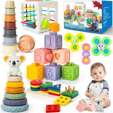 Imagem de Brinquedo para bebês Somastung 6 em 1 de 6 a 18 meses com anéis empilh
