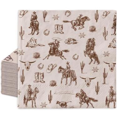 Imagem de Guardanapo de papel Jarthena AMCS Western Cowboy Brown 50 unidades - J