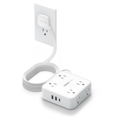 Imagem de Cabo de extensão TESSAN 3m com 8 tomadas AC e 3 portas USB branco