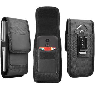 Imagem de Ranyi Coldre flip para celular TCL Flip 4 Flip3 Flip2/HMD Barbie Phone/Kyocera DuraXV Extreme/Sonim XP3plus / Alcatel Go Flip3 /SmartFlip, coldre de couro vegano com clipe de cinto e suporte para