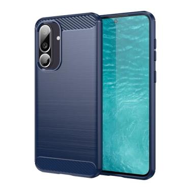 Imagem de GTBDEKI Capa para Samsung Galaxy M56, fibra de carbono, à prova de choque, fina, de silicone resistente, capa traseira de TPU macio para Samsung Galaxy M56 azul