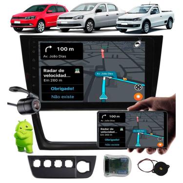 Imagem de Multimídia 9" Polegadas Android Vw Gol Saveiro Voyage G6 + Moldura Painel + Câmera de Ré + Interface Comando de Volante