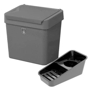 Imagem de Kit Organizador de Pia + Lixeira 2,5 Litros Com Tampa Cozinha Preto - Pop Crippa