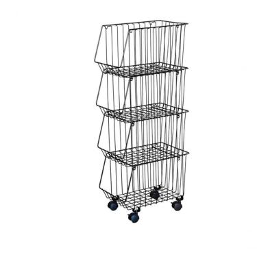Imagem de Carrinho Multiuso Organizador Com 5 Prateleiras – Aço Reforçado Com Rodinhas Que Giram 360° Preto