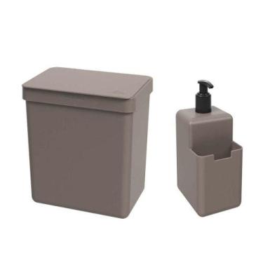 Imagem de Kit Cozinha Dispenser + Lixeira Single 2,5l - Brinox Cinza